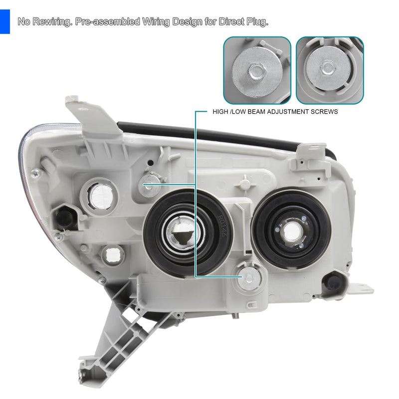 Chrome Projector Headlights SPEC-D TUNING Compatible with 2006-2009 Toyota 4Runner SR5 Limited, Left + Right Pair Headlamps Assembly