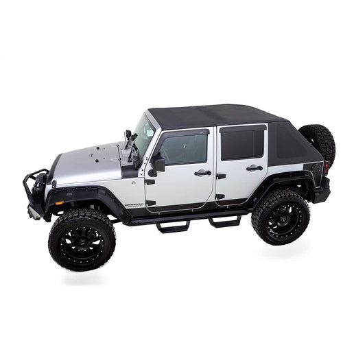 Trailview Fastback Soft Top RAMPAGE PRODUCTS for Jeep Wrangler JK | Tinted Windows, Sail Cloth, Black Diamond | 139935 | Fits 2007-2018 Jeep Wrangler JK 2-Door