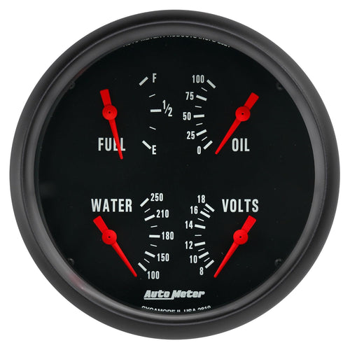 Auto Meter Gauge, Quad, 5", 0Ωe-90Ωf, Elec, Z-Series