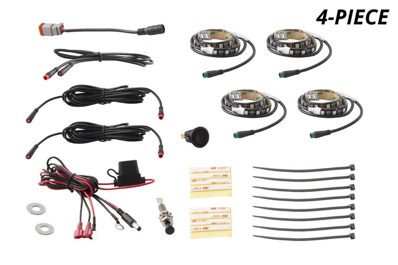 Diode Dynamics RGBW Engine Bay Strip Kit DD0444, 4pc, Multicolor
