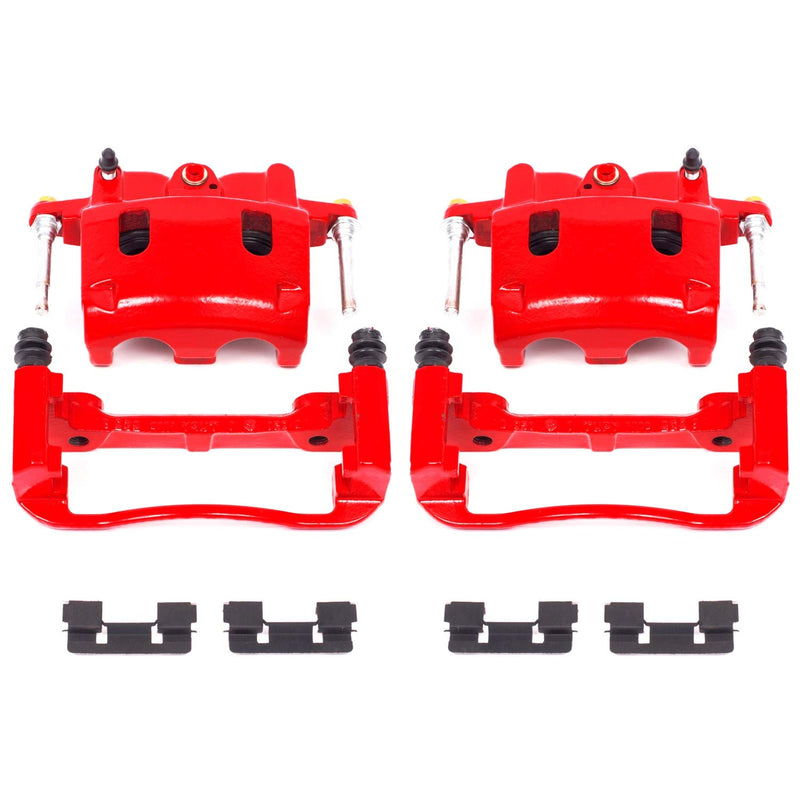 Power Stop S2982 Front Pair of High-Temp Red Powder Coated Calipers