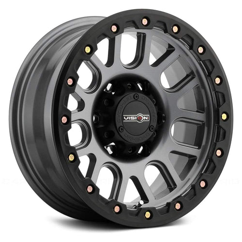 Vision Wheels 111 Nemesis Style: Finish: Gunmetal w/yellow Zinc Bolts, Wheel Size Inches: 18X9 PCD 6-5.5" Load Rating LBS. 2400