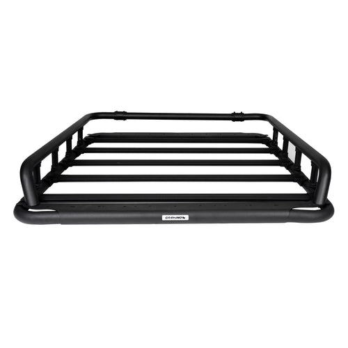 Go Rhino 500 SRM Flat Platform Roof Rack w/Tri-Rail & Clamps | Aluminum, Textured Black, L: 55" x W: 52" | 5935352T | Mounts to Most Cross Bars