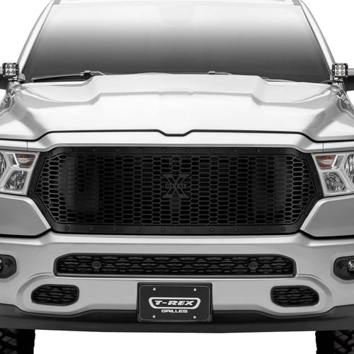 Stealth Laser X Grille, Black, 1 Pc, Replacement, 2019-2022 Ram 1500 Laramie, Lone Star, Big Horn, Tradesman, Black Studs, Does Not Fit Vehicles with Camera - PN #7714651-BR