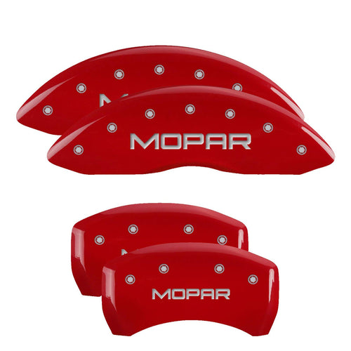 MGP 32005SMOPRD Caliper Covers Red Brake Covers Fits 2005-2010 Chrysler 300 (2.7L / 3.5L Single Piston Front Caliper) Engraved with MOPAR (Front/Rear Covers; Set of 4)