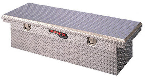 Crossover Angled TrailFX Tool Box Single Lid With Struts Diamond Tread Bright Polished 16 Gauge Aluminum 7.2 Cubic Foot Capacity With Plastic Tray 120601