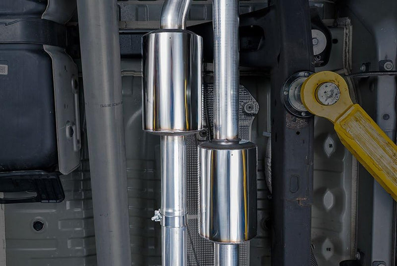 4th Gen AWE Tuning GM 1500 6.2L 0FG Catback Split Rear Exit (w/Bumper Cutouts) - Quad Chrome Tips - 3015-42203