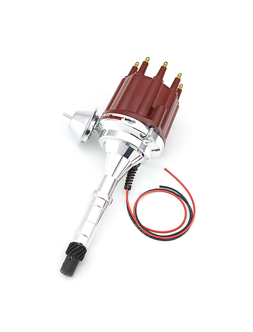 Pertronix D7160711 Flame-Thrower Vacuum Advance Billet Electronic Distributor with Ignitor III Technology Red Male Cap for AMC V8