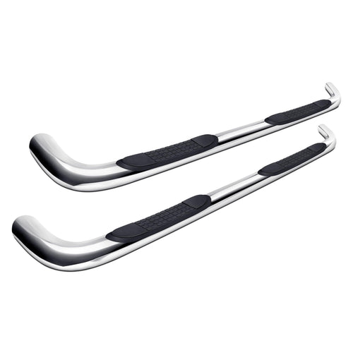 TrailFX 3 Inch Round Tube Side Steps Nerf Bar Polished Stainless Steel Fits 2004-2012 Chevrolet Colorado Crew Cab with Step Pads Frame Body Mount Bolts TrailFX 1110134041