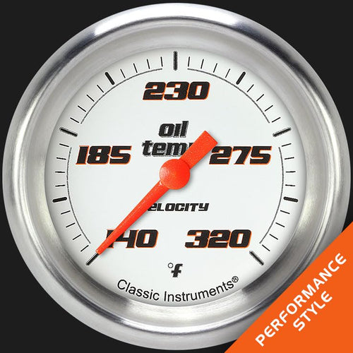 Velocity White Classic Instruments 2 5/8" Oil Temperature Gauge VS328WAPF
