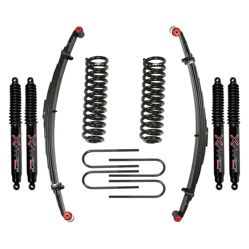 Skyjacker Suspension Lift Kit 132XKS-B w/Shock Black MAX Shocks 1.5-2 in. Lift Incl. Rear U Bolt Kit Front Coil/Rear Leaf Springs