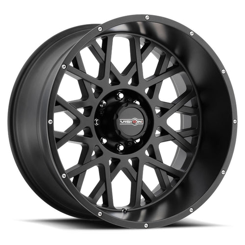 Satin Black VISION 412 Rocker w/Chrome Bolts 18X9