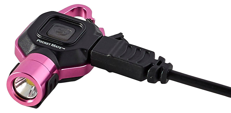 Pocket Mate Streamlight 73303 325-Lumen Keychain/Clip-on USB Rechargeable Flashlight, Pink