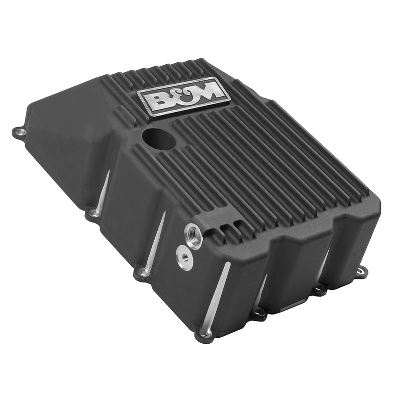 Hi-Tek B&M 70393 Deep Transmission Oil Pan - Black anodized Finish - Each