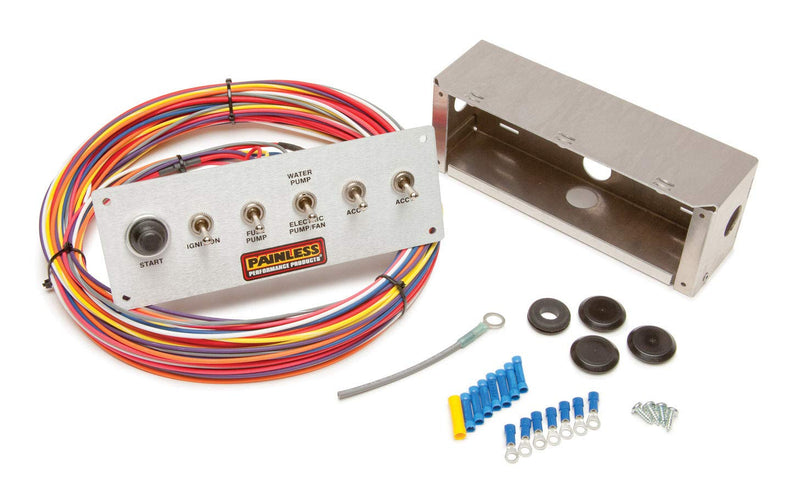 Brushed Aluminum Painless Performance 50412 Pro Street Toggle Switch Panel, 6-Switch