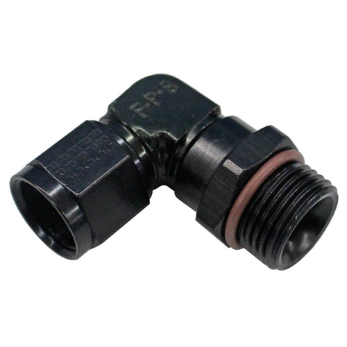 Black Fragola -8AN Female Nut x 7/8-14 (10) O-Ring 90 Degree Swivel