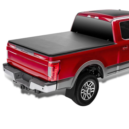 Soft Quad Fold Tonneau Cover Spec-D Tuning Compatible with 2017-2023 Ford F-250 / F-350 Super Duty SuperCab/Crew Cab 81", 6.7FT Short Bed & SRW