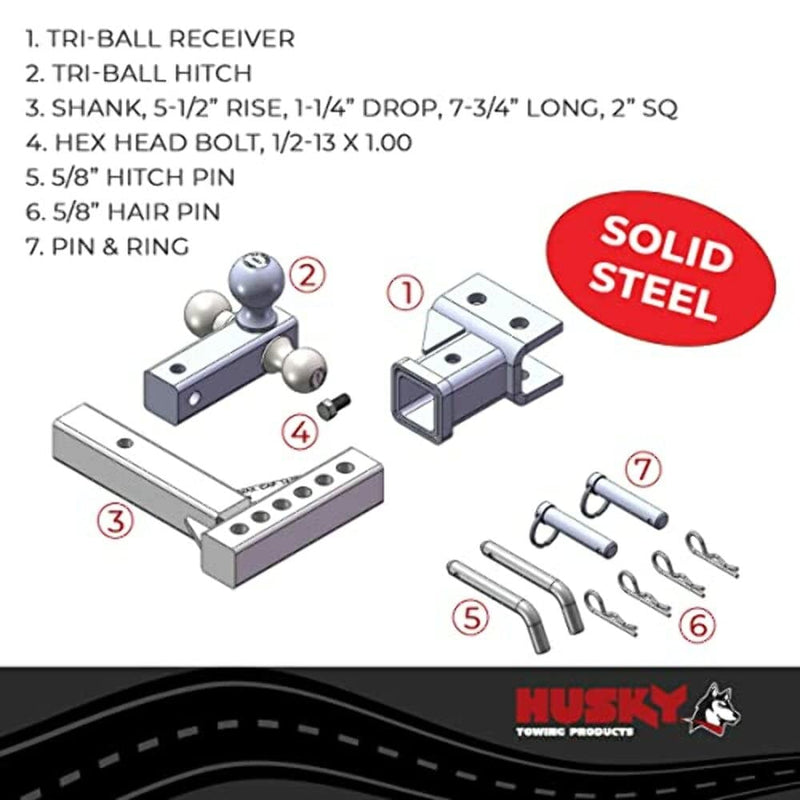 Adjustable HUSKY TOWING 30001 Tri-Ball Mount