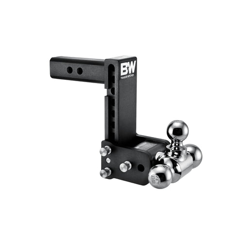 Tow & Stow B&W Trailer Hitches Adjustable Trailer Hitch Ball Mount - Fits 2" Receiver, Tri-Ball (1-7/8" x 2" x 2-5/16"), 7" Drop, 10,000 GTW - TS10049B