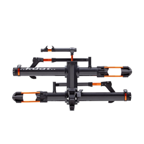 2-Bike Hitch Rack KUAT NV 2.0-2" | Robust 2-Bike Rack with Trail Doc for Riders & Cyclists | Rugged All-Metal Construction | E-Bike Compatible | Easy Installation, Gray Metallic/Orange Anodize