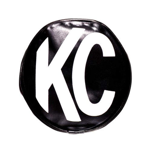 6" Round KC HiLiTES Black Vinyl Light Cover w/ White Logo - Set of 2