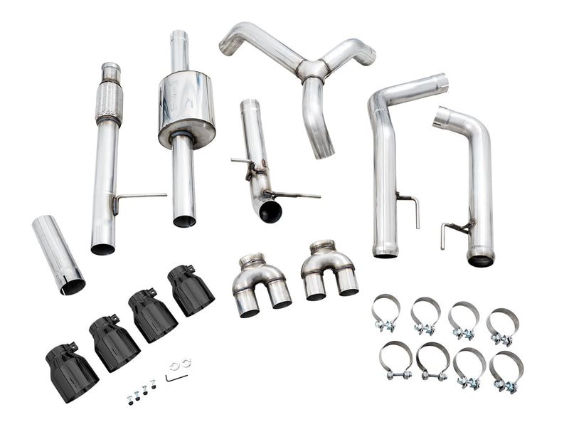 4th Gen GM 1500 AWE Tuning 5.3L 0FG Catback Split Rear Exit (w/Bumper Cutouts) - Quad Diamond Tips - 3015-43202