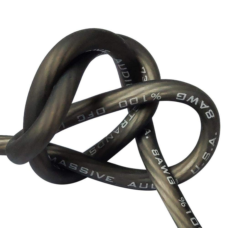 100 Foot 100% Copper 8 AWG Grey Silver Tinned Twisted Spool Wire by Massive Audio
