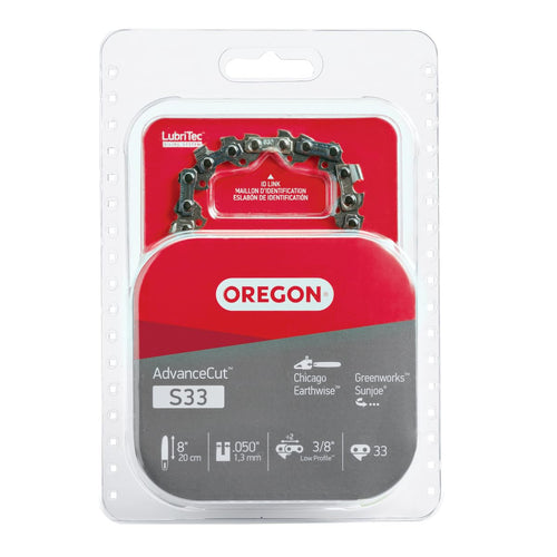 S33 Oregon Pole Saw/Chainsaw Chain for 8-Inch Bar, 33 Drive Links, .050" Gauge, 3/8" Pitch, Fits Chicago, Earthwise, Greenworks, Sun Joe