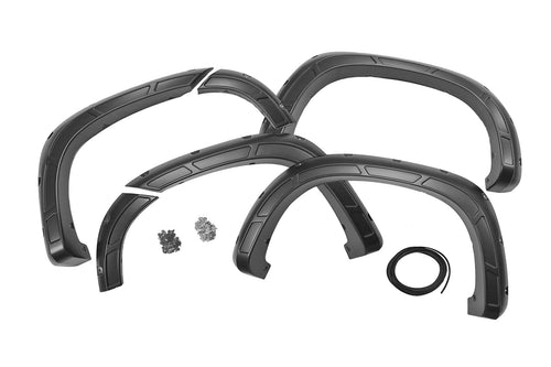 Defender Fender Flares Rough Country for Chevy Silverado 1500 2WD/4WD (2019-2025) - GBA Black, Set of 4