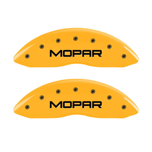 MGP Caliper Covers Compatible with 2011-2018 RAM 1500, 2013-23' 1500 Eco Diesel, 2019-2024 1500 Classic (Fits 18"+ Wheels) Powder-Coated Finish, 4 PCS Front and Rear (Yellow - Mopar Engraving)