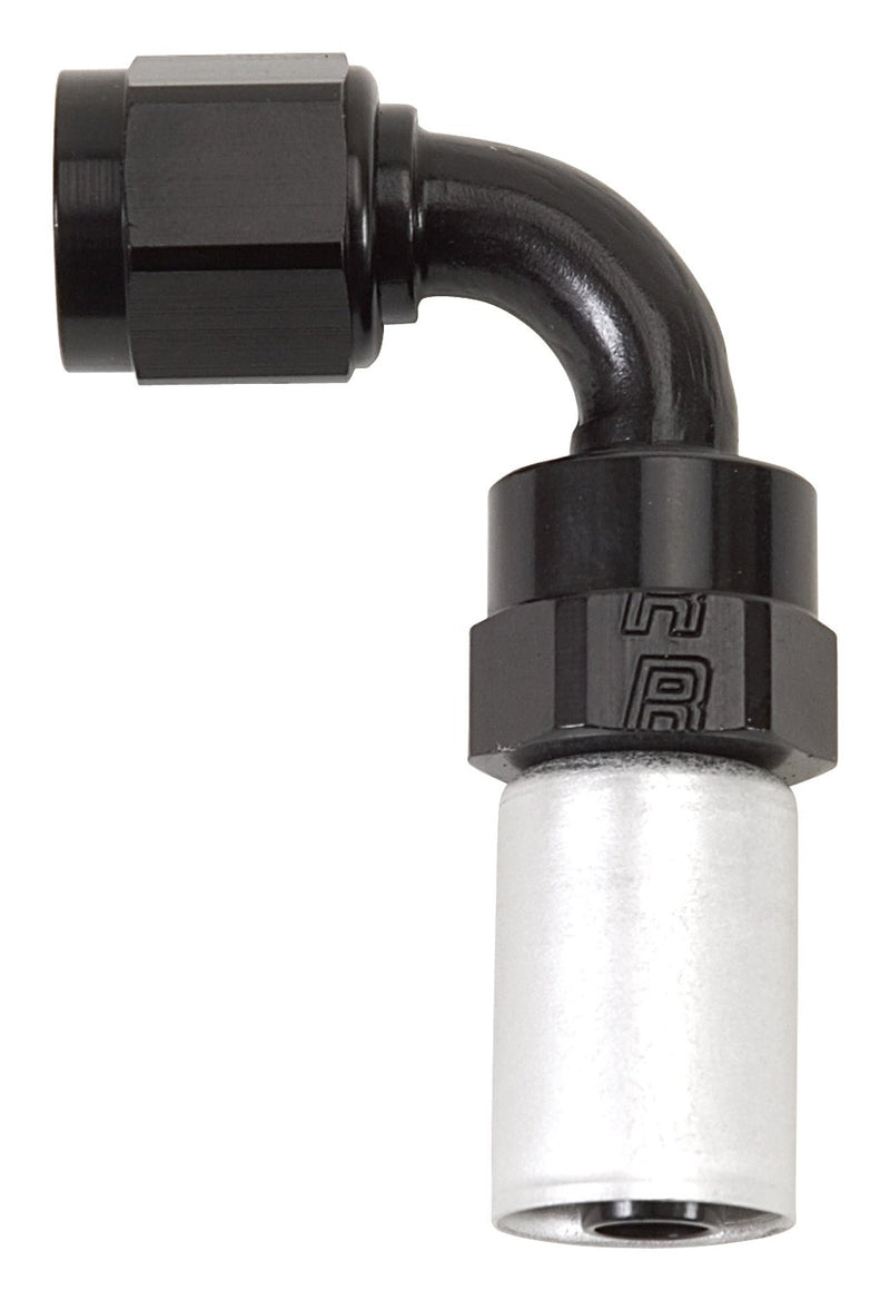 Edelbrock #4 HOSE END CRIMP ON 90 DEG BLK & CLR