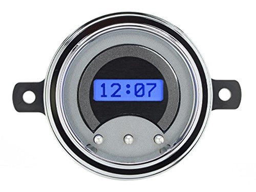 Dakota Digital VLK-49F-S-B Compatible with 1949 50 Ford Clock Car Gauge/Message Center for VHX gauges only Silver Alloy Blue Backlighting