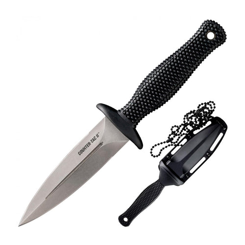 Cold Steel 3-3/8" Counter TAC II Japanese AUS8A w/Stonewash Finish Spear Point Fixed Blade Multi-Purpose Tactical Game Hunting Boot Knife, Kray-Ex Handle, Weather-Resistant Secure-Ex Sheath