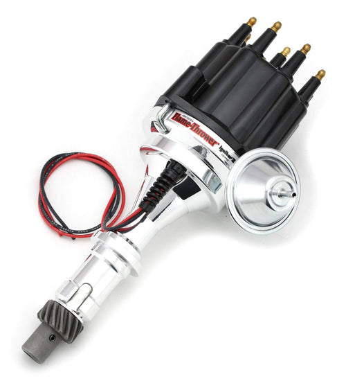 Pertronix D120710 Flame-Thrower Black Male Cap Pontiac V8 Plug and Play Vacuum Advance Billet Electronic Distributor with Ignitor II Technology for Pontiac V8