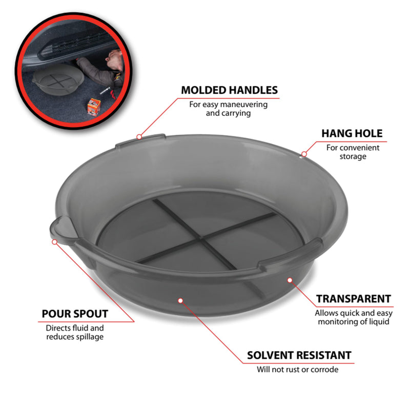 7 qt. Performance Tool Clear View Plastic Drain Pan - W4068