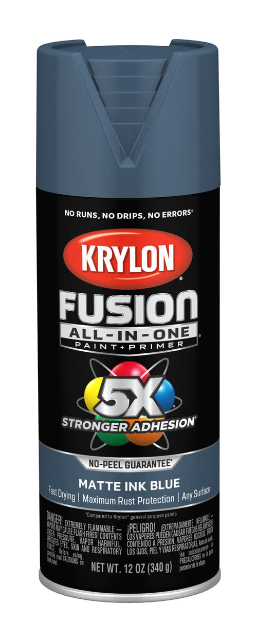 Krylon All-In-One Adhesive Spray Paint for Indoor/Outdoor Use, 12 oz, Ink Blue
