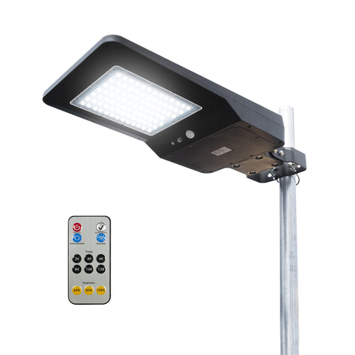 Wagan 4800 Lumens EL8592 LED Integrated Solar Powered Street Lamp Flood Light With Remote Motion Sensor Waterproof Weatherproof Dusk to Dawn LED Light for Outdoor Garden Yard Path Parking Lot