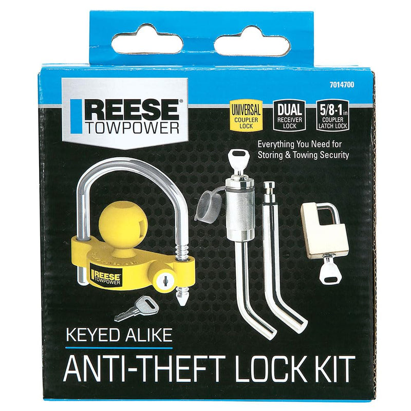 Towpower REESE 7014700 Trailer Hitch and Coupler Combo Lock Set, Fits 1-1/4 Inch & 2 Inch Square Receivers, 1/2 Inch & 5/8 Inch Pin Diameter