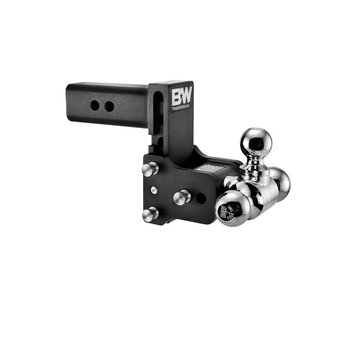 B&W Trailer Hitches Adjustable Tow & Stow Trailer Hitch Ball Mount - Fits 2.5" Receiver, Tri-Ball (1-7/8" x 2" x 2-5/16"), 5" Drop, 18,000 GTW - TS20048B