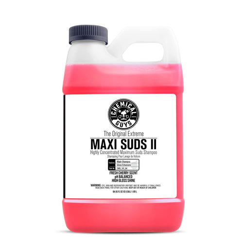 Maxi Suds II Chemical Guys Foaming Car Wash Soap – High Foam Car Wash Soap, Cherry Scent Shampoo and Gloss Booster for Foam Cannons, Guns or Buckets – Gentle, Safe for Trucks, SUVs, and RVs, 64 oz