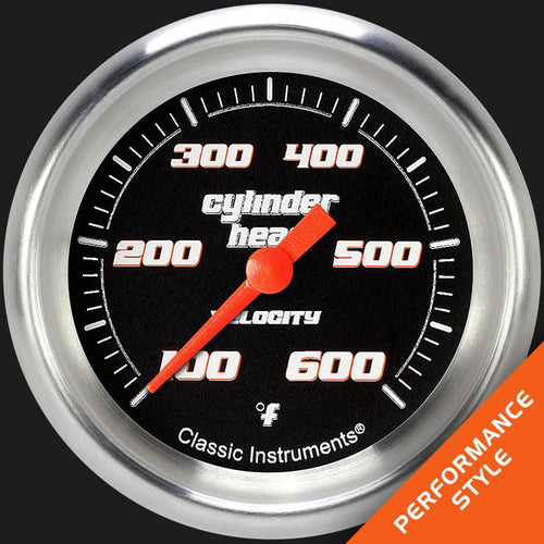 Velocity Black Classic Instruments 2 5/8" Cylinder Head Temperature Gauge VS397BAPF