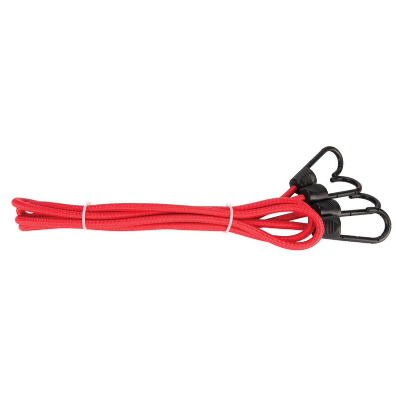 24-Inch Performance Tool W1830 Rubber Coated Steel Hook Bungee Cords with Extra Wide Hook Openings, UV Resistant Poly Coating, Red/Black, 2-Pack