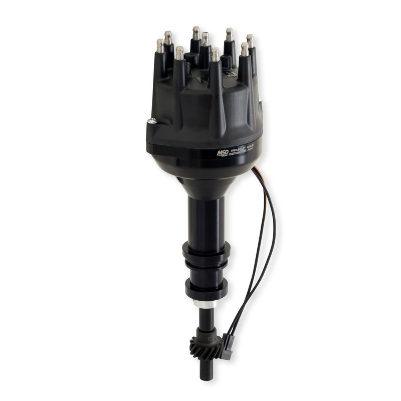 Small Diameter MSD Pro-Billet Distributor, Iron Gear, Black 85783