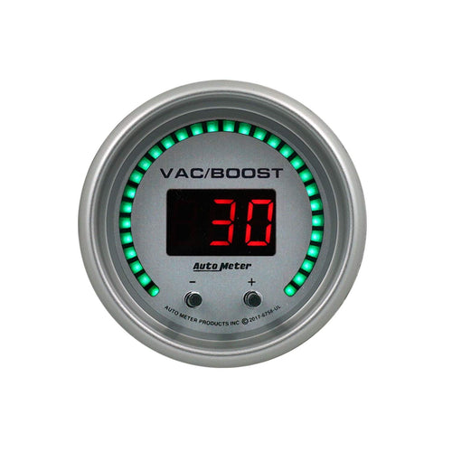 Gauge AutoMeter 6758-UL, Vac/Boost, 2 1/16", Two Channel, Selectable, Ultra-Lite Elite Digital