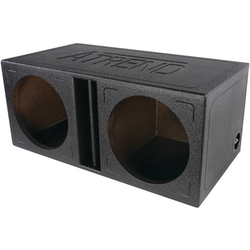 Atrend 12-Inch Vented Dual Slammer Enclosure With Bed Liner Finish Subwoofer Box - Premium Subwoofer Box Improves Audio Quality, Sound & Bass - Made in USA