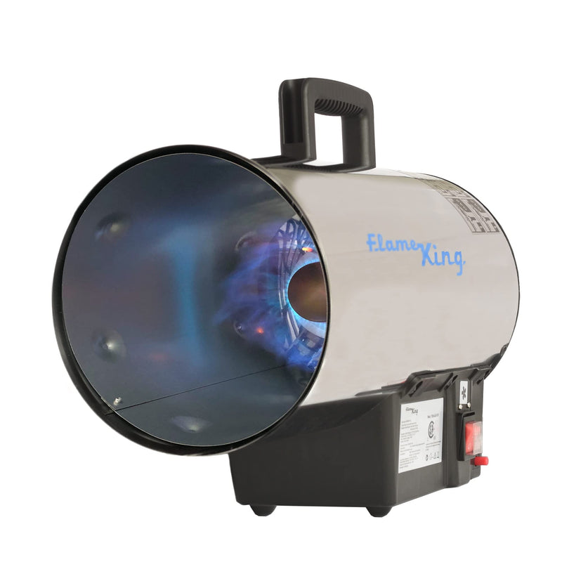60,000 BTU Flame King Portable Propane Forced Air Heater Outdoor Great for Jobsite, Construction, Garage, Patio, Stainless Steel