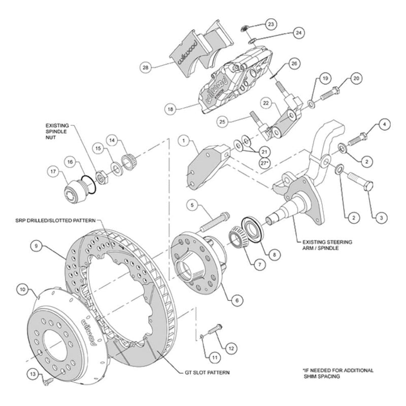 12.88" FNSL6R Front Hub Kit, Red