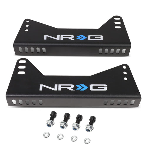 NRG Innovations Adjustable NRG-RSC-100MB Mild Steel Bucket Racing Seat Side Mounting Bracket Kit, Black Powder Coat