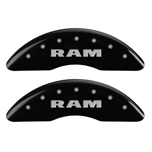 Caliper Covers MGP Compatible with 2011-2018 RAM 2500 & 3500 (Requires 18"+ Wheels) Powder-Coated Finish, 4 PCS Front and Rear (Black - RAM/RAMHEAD Engraving)