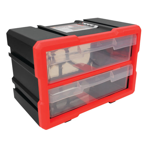 2-Drawer Performance Tool W5910 Interlocking Bin Design with Transparent Drawers for Tool Storage - Stackable, Wall Mountable - 11.25-Inch W x 6.25-Inch D x 7.75-Inch H